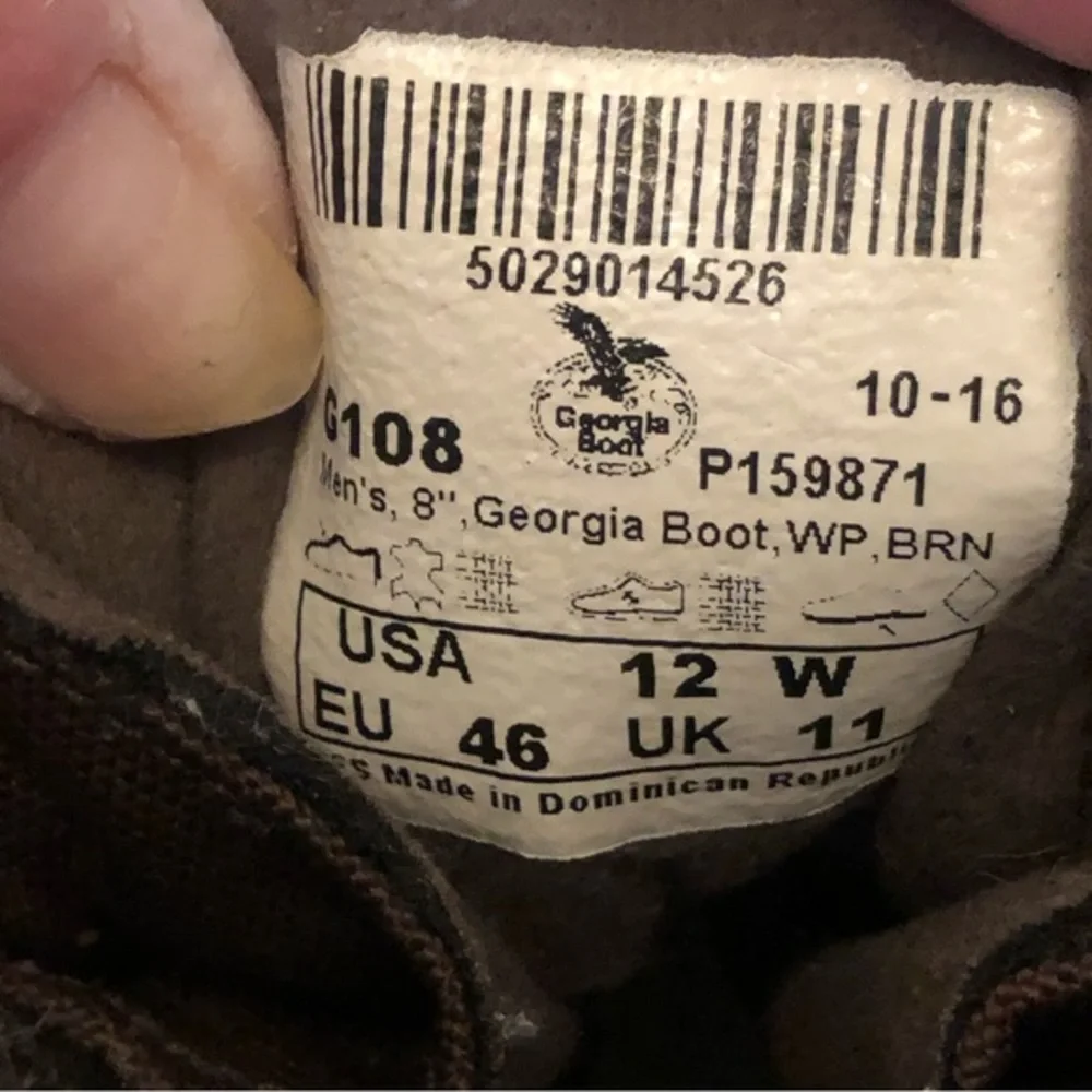 Mens GEORGIA BOOT 8” Homeland G108 Waterproof Soft Toe Work Boots 12W- Brown GUC